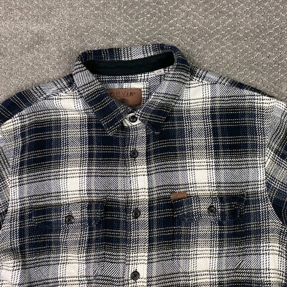 Orvis Flannel Shirt Jacket Shacket Men's Large Gray Black Shadow Plaid Check - Picture 2 of 13